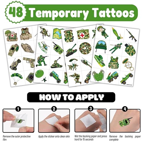Camo Party Favor Set - 24 Punch Balloons & 48 Tattoos