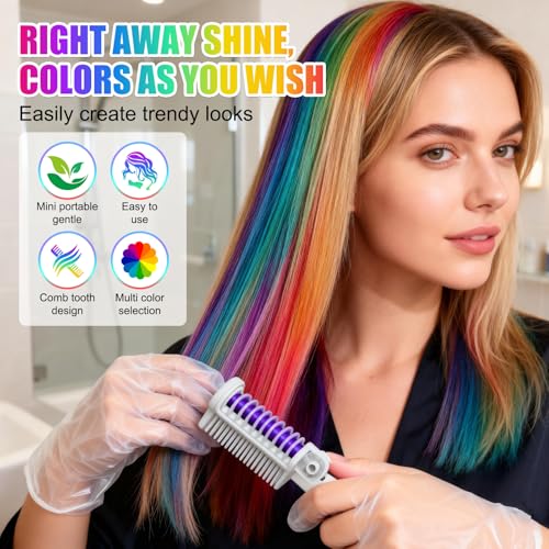 8-Color Hair Chalk Comb Set - Washable Temporary Hair Dye