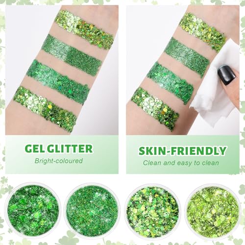 St. Patrick's Day Body Glitter Gel Set - 4 Colors Face Hair Makeup