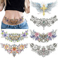 6 Sheet Temporary Tattoo Stickers - Moth Flowers Large Size