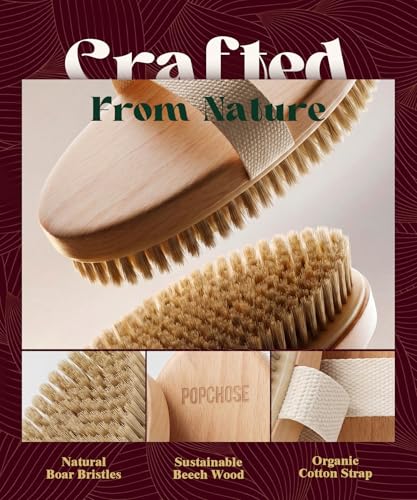 Natural Boar Bristle Dry Body Brush for Exfoliation