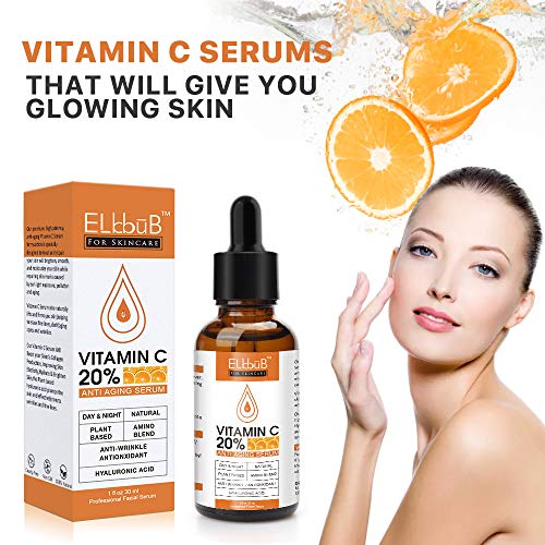 Premium 20% Vitamin C Serum For Face with Hyaluronic Acid, Retinol & Amino Acids - Boost Skin Collagen,Hydrate & Plump Skin, Anti Aging & Wrinkle Facial Serum