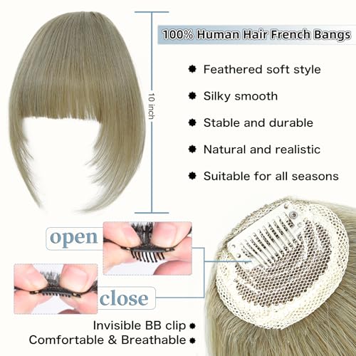 Clip In Bangs Real Human Hair - Ash Blonde French Bangs