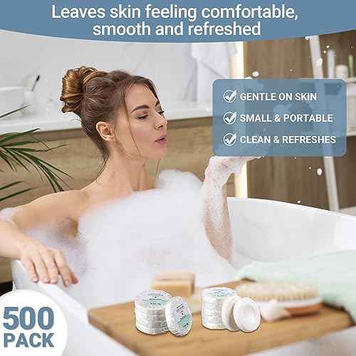 Demissle 500 Pcs Mini Soap Bars 0.4 oz Small Round Coin Size Hotel Soap Bars Bulk Individually Wrapped Hand Travel Soap Guest Bathroom Toiletries for Party Favors Motel Body Cleansing
