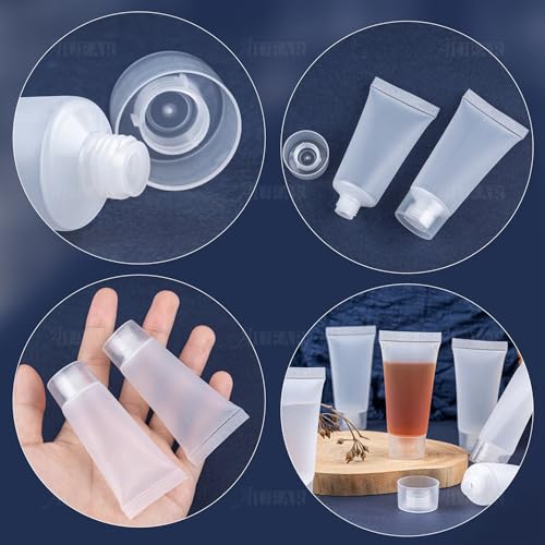 AUEAR, 24 Pack 20 Ml Empty Refillable Plastic Soft Tubes Travel Bottles Holder with Screw Caps Cosmetic Tube