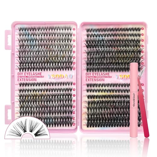 Lash Clusters Kit, 640 Pcs, 9-16mm D Curl with Bond & Seal