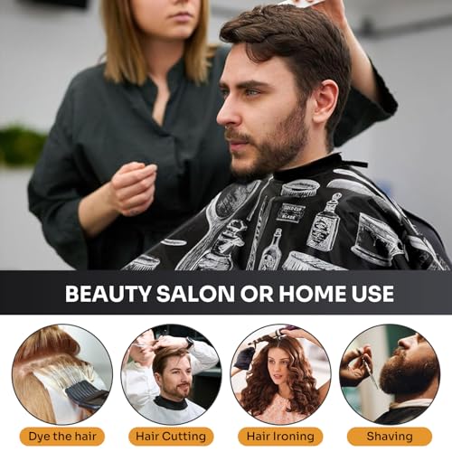 Barber Cape 63" x 55" with Neck Duster Brush Adjustable