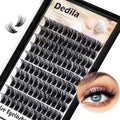 120 Clusters Individual False Eyelashes Wide Stem D Curl Handmade Dramatic Black Soft and Light 5D Volume Eye Lashes Extensions Thick Base Women Girls Beauty Tools (10mm)