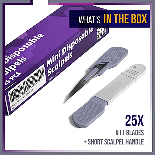 Mymed Mini #11 Dermaplane Razor for Women Face, Manual Shaving Razor, Pack of 25