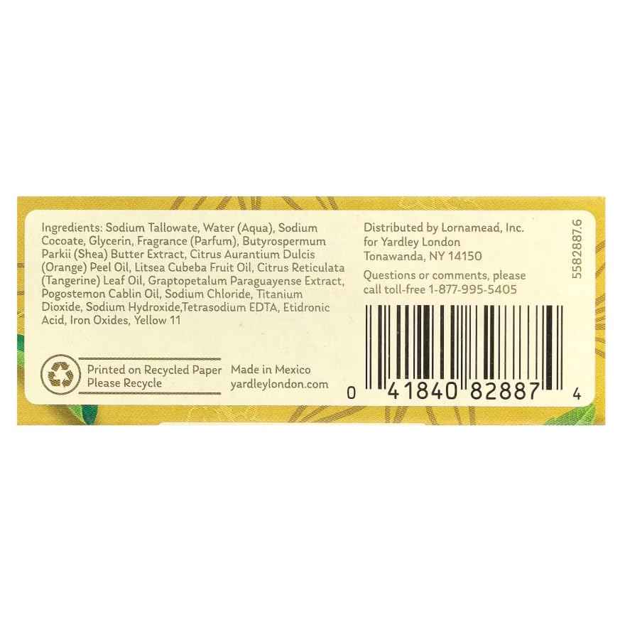 Yardley London Lemon Verbena with Shea Butter & Pure Citrus Oil Moisturizing Bar 4.25 ozr (Pack of 10)