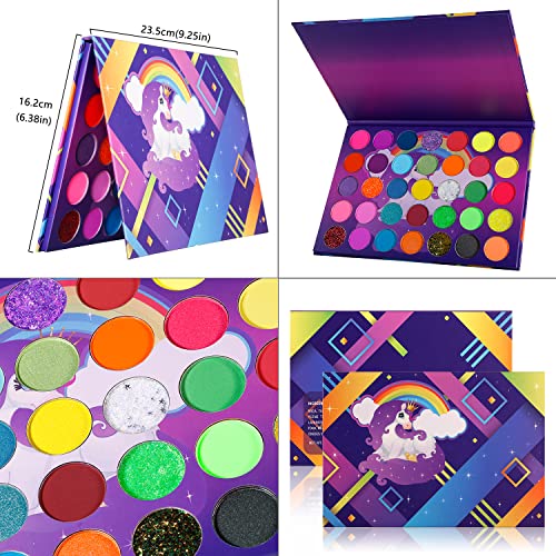 Afflano Neon Eyeshadow Palette - UV Glow Matte & Shimmer