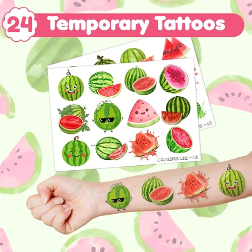 Watermelon Party Favor Set - 48 Piece Bundle with Tattoos & Slap Bracelets