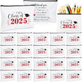 Meanplan 20 Pcs Graduation Gift Bulk Class of 2025, Canvas Makeup Bag Graduation Party Favors Inspirational Cosmetic Pouch Thank You for Guest Her Women Teacher Student Christmas(Red)