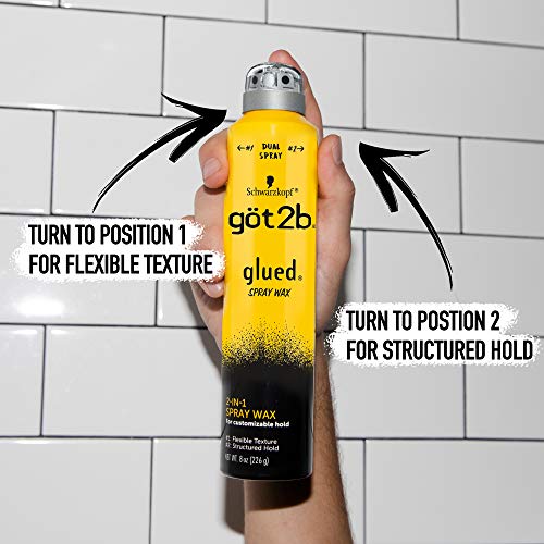 Got2B Glued Spray Wax with 2-in-1 Dual Nozzle, 8 oz (Pack of 3)
