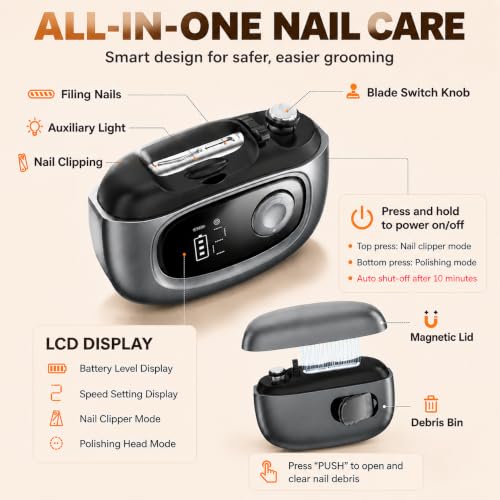 Gaguusu Electric Nail Clipper with Adjustable Width & Speed
