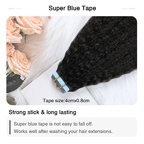 SUYYA Kinky Straight Tape In Hair Extensions 12 Inch