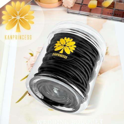 100PCS Black Hair Ties for Thick Hair - No Damage Elastic Bands
