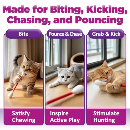 18 Pcs Catnip Cotton Swabs for Cats - Interactive Chew Toys