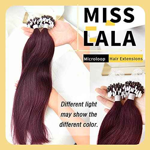 18 Inch Microbead Human Hair Eextensions Real Straight Hair Micro Link Extensions Hair Salon Quality Color #99J Red Wine Micro Ring Hair Extensions Human Hair Remy Soft 50 Grams 50 Strands