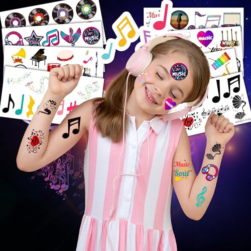 Music Temporary Tattoos 96 Pieces Party Favors Stickers