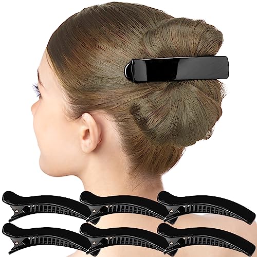 RC ROCHE ORNAMENT 6 Pcs Womens Classic Alligator Duckbill Clips Side Slide Firm Grip Barrettes Girls Beauty Accessory Plastic Pin Hairclip Clamps Beautiful Hair Décor, Medium Black