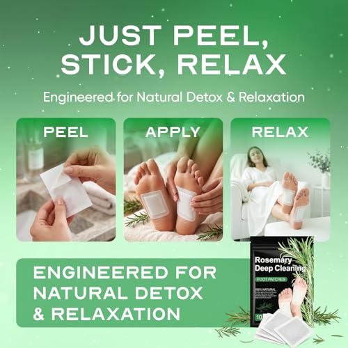 Natural Rosemary Cleansing Foot Patches with Ginger & Bamboo - 30 Count