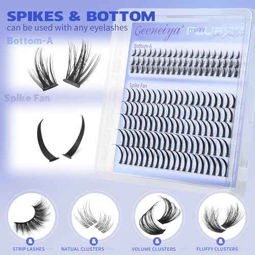 Geeneiya Spikes Lash Clusters and Bottom Lashes Wispy Eyelash Clusters D Cluster Eyelash Extensions Spike Individual Eyelashes (5-6-7mm, 11-13-15-17-19mm)