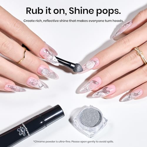 Beetles Chrome Nail Art Gel F-Clear-1 15g Mirror Effect Builder & Rhinestone Glue