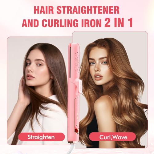 PFUM 2-in-1 Hair Straightener & Curler with Adjustable Temps