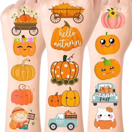 96pcs Pumpkin Temporary Tattoos for Fall & Halloween Parties