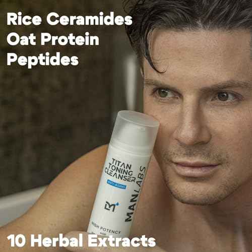 Titan Anti-Aging Mens Face Wash ? For Men, Cleanse, Hydrate, Revitalize ? Gentle Exfoliating Face Cleanser ? Men, Skin Care ? Herbal Extracts, Ceramides, Peptides, All Skin Types ? Unscented
