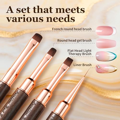 Builder Gel Nail Brush Set - 2-Pack Double-Ended with Pouch