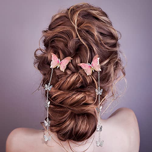 Butterfly Hair Clips with Tassels - 8pc Set for Women