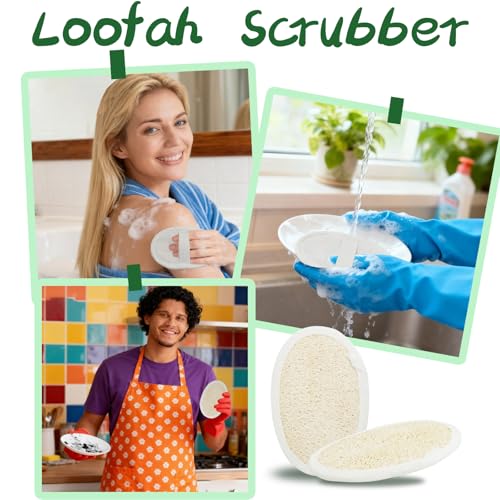 54 Pcs Exfoliating Loofah Pad Bulk Natural Scrubber Luffa Brush Close to Skin Body Scrubber Shower Loofah Sponge Pad for Men Women Spa Bath