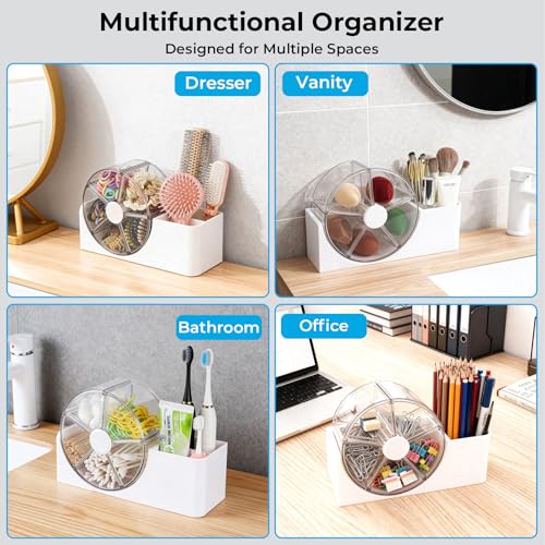 5-Section Rotating Hair Accessories Organizer with Brush Holder