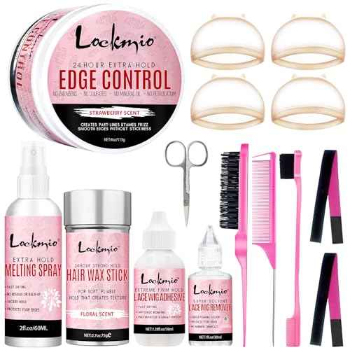 15Pcs Wig Kit for Lace Front,Strong Hold Melting Spray Lace Glue Hair Wax Stick/Lace Melting Band/Edge Control/Edge Brush - Wig Accessory Essentials Kit