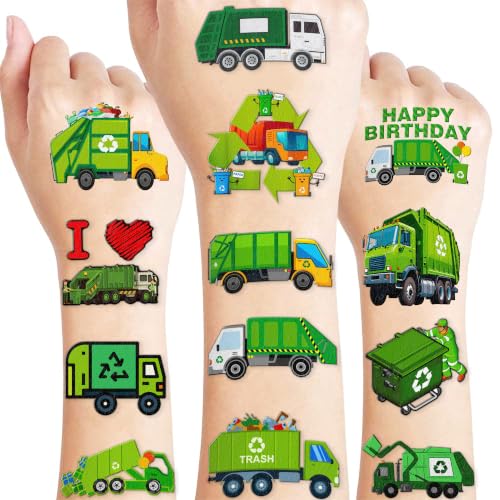 96 Garbage Truck Temporary Tattoos for Kids | Party Favors