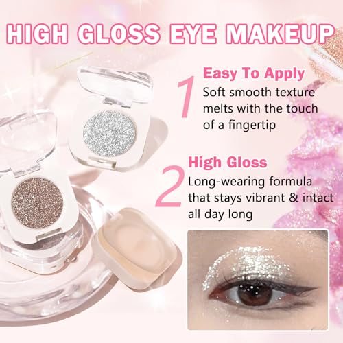 Champagne Pearl & Metallic Silver Single Eyeshadow Duo