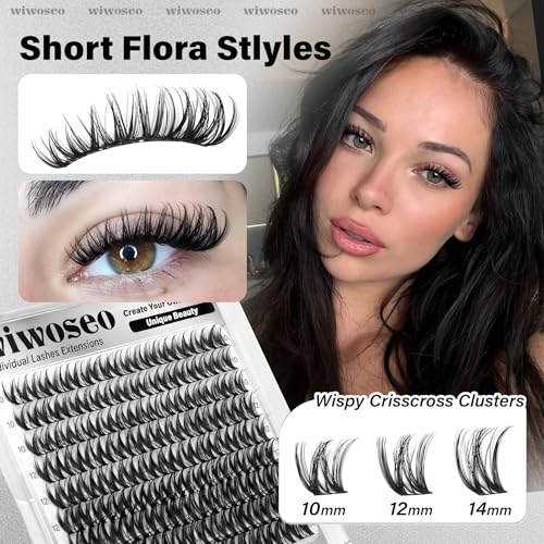 wiwoseo Flora Lash Clusters D Curl 10-14mm Wispy