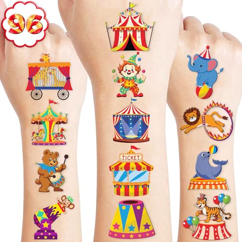 120 PCS Carnival Circus Temporary Tattoos for Kids