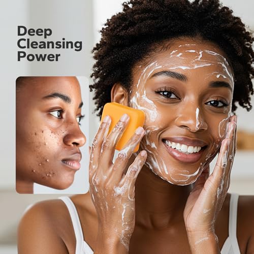 Turmeric Soap Bar (3 Pack), Organic Turmeric Soap for Face & Body, Hydrating & Nourishing, Gentle Cleansing with Shea Butter, Argan Oil & Aloe Vera