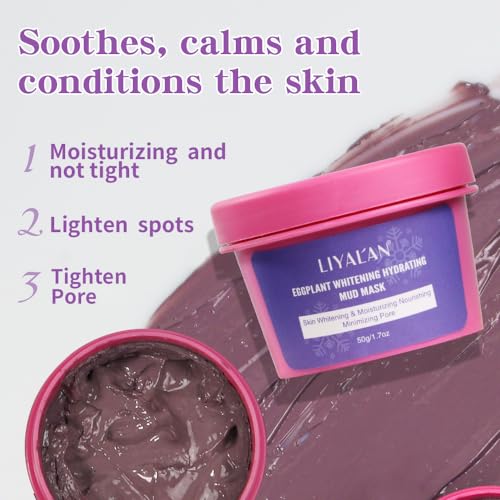 LIYALAN Face Clay Mask Set(1.76 oz/4 pack),Christmas Gifts for Women,Matcha Facial Mud Mask, Eggplant Rose Face Mask Skin Care, Turmeric Facial Masks for Women, Deep Cleansing(Green)