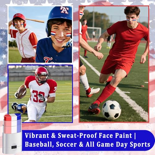 Red White Blue Eye Black Stick - Patriotic Face Paint 4-Pack