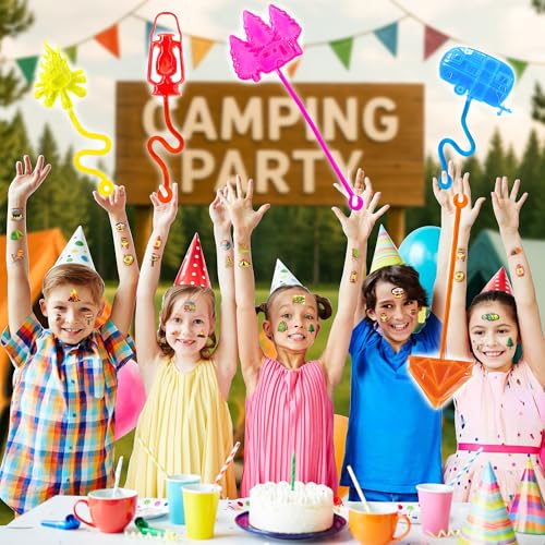 48 Pc Camping Party Favors Set - Stick Hands & Tattoos