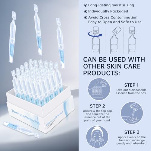 3% Hyaluronic Acid Serum Ultra-Hydrating Vials, 30pcs Hyaluronic Acid Tubes, Wake Nature Perfection, Hyaluronic Serum for Face, Ultra Hydrating Essence with Collagen & Hyaluronic