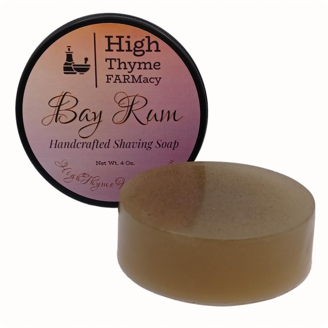 Bay Rum Shaving Soap Puck - Large 4 Ounce Bar of Bay Rum Soap for Shaving - 3 Inch Shave Puck - Bay Rum Shave Soap Puck in Travel Tin - Shave Soap for Men - Made in the USA (Bay Rum)