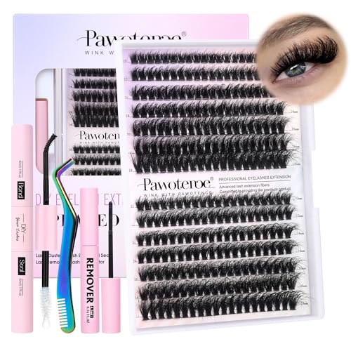 Lash Extension Kit DIY Full Thick Lash Clusters Eyelash Extension Kit 280pcs Individual Lashes Kit with Lash Bond and Seal, Lash Remover, Lash Tweezers for Self Use (Mink 60D&80D, 10-18mm, All Kit)