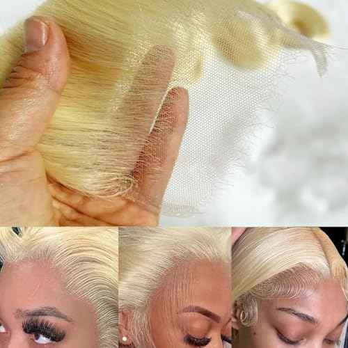 613 5x5 Hd Lace Closure Straight 20 Inch Hd Lace Transparent Deep Part 55 613 0.11mm Ultra-Thin Invisible Skinlike Blond Color 12a Grade Straight Human Hair Pre Plucked With Baby Hair Free Part