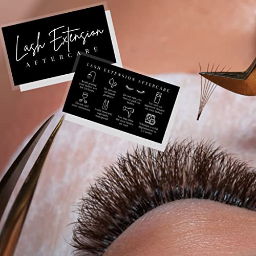 Lash Aftercare Extension Cards | 50 Pack | Eyelash False 2 x 3.5¡± inches Symbols 2-3 Week Refill Instructions Minimalist White and Black How to Care for Your Extensions lash Artists Hand to customers