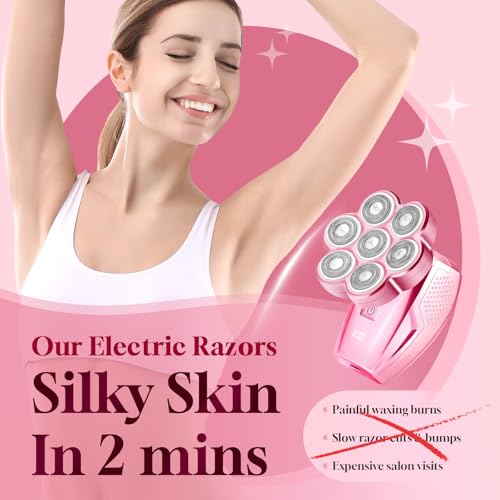 Electric Razor for Women - IPX7 Waterproof, 120 Min Runtime, USB-C Charging